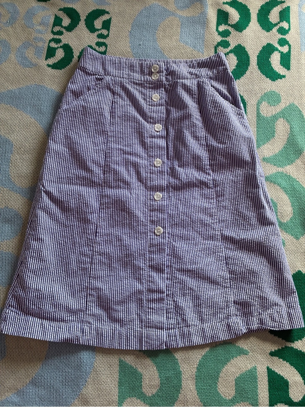 Striped Lavender Button-Front Maxi Skirt